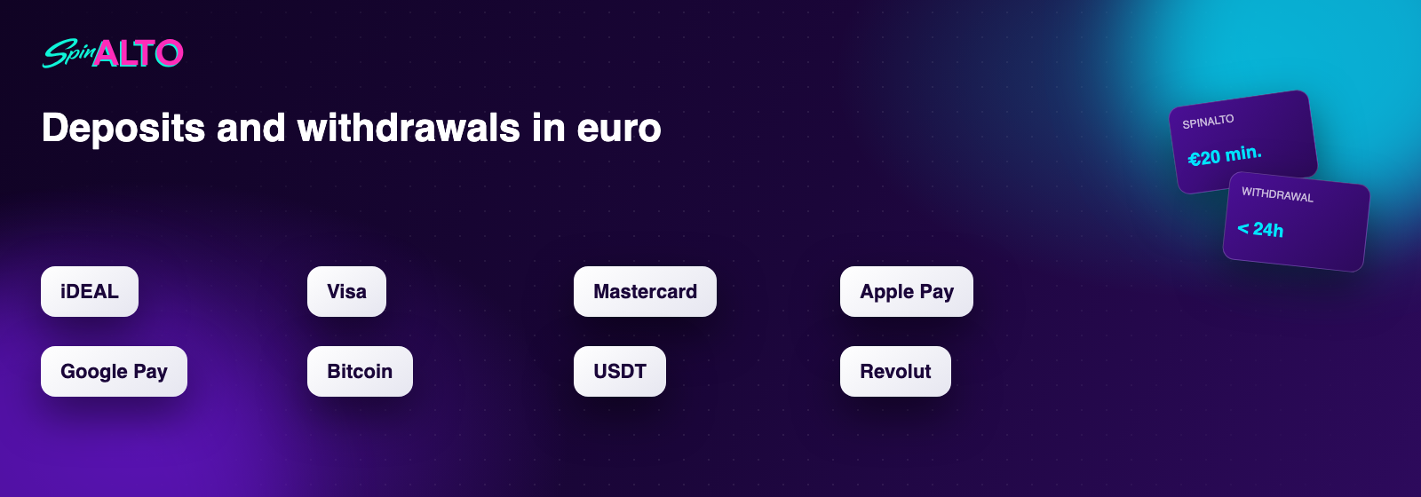 Payment methods and withdrawals at SpinAlto